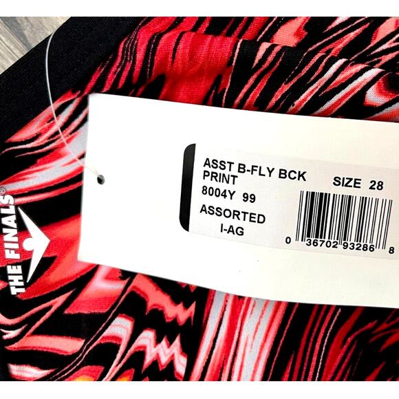 The Finals Womens Assorted Butterfly Back Swirl -Swimsuit Red Black - Size 28 - Picture 2 of 6